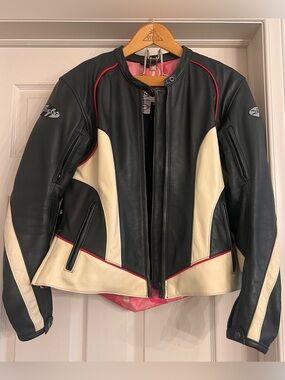 Joe Rocket Rocket Girl Women’s Leather Motorcycle Jacket – Size M – Pink Camo